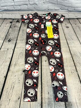 Gigi and Max Smiley Face Short Sleeve Bamboo Romper